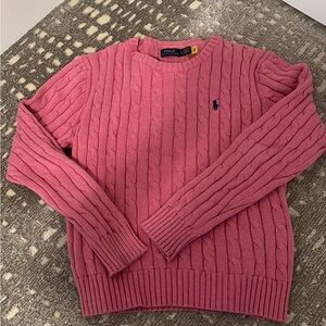 Polo by Ralph Lauren Rose Cable Knit Crewneck Sweater
